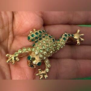 Gold and Green Frog Brooch Monet